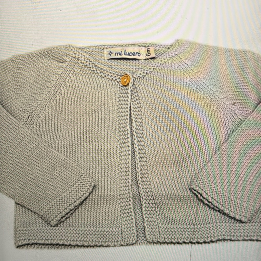 Mi Lucero knit cardigan 
100%  cotton 
Pearl button 
Pale blue SOLD OUT